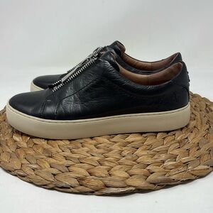 Frye Black Leather Sneakers with Tan Sole
